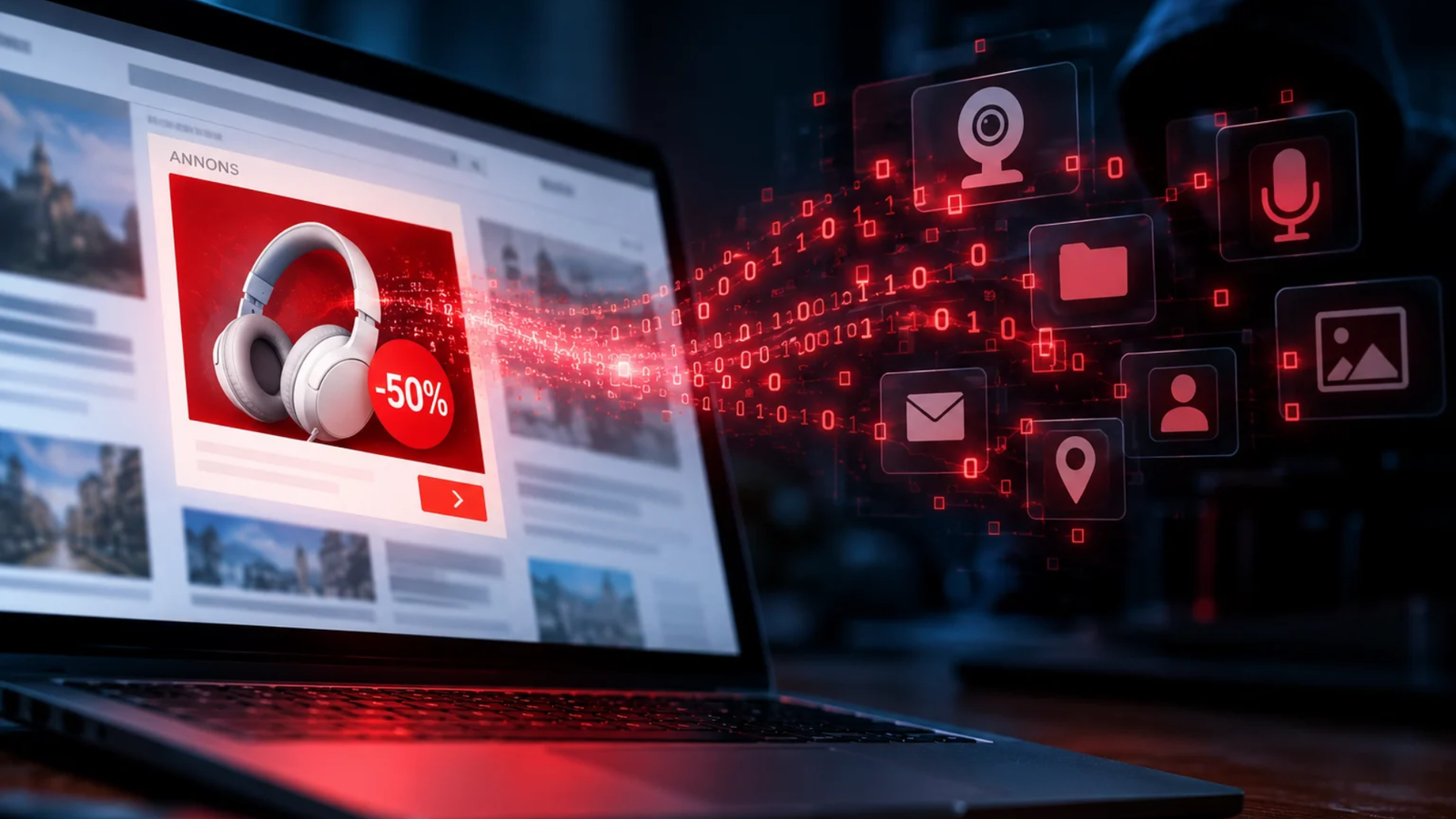 spionprogram på dator som läser av annonser